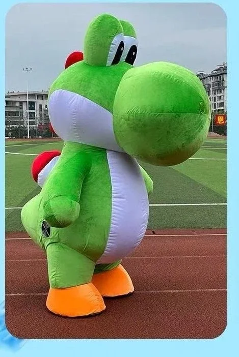

New Inflatable Green Dinosaur Costume Funny Animal Character Blow Up Mascot Suit for Events Entertainments Party No Battery
