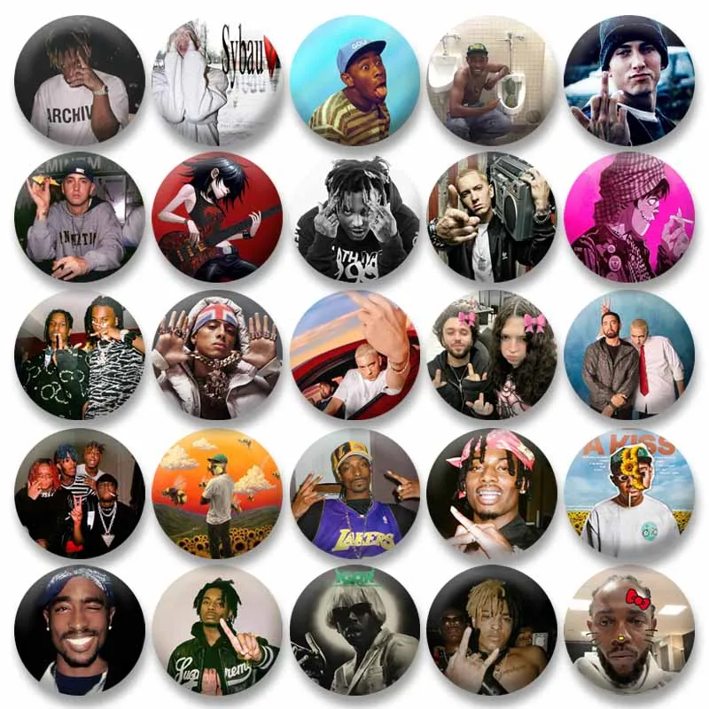 

Popular Hip Hop Singer Badge Creative Funny Lapel Pins DIY Backpack Clothes Accessories Jewelry Brooch Fans Collection Gifts