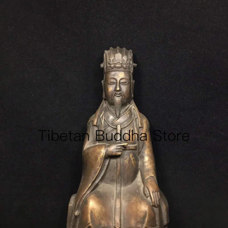 23.5cm Tibetan Brass Pure Copper North Wei Wenchang Official Sitting Buddha Statue Ornament