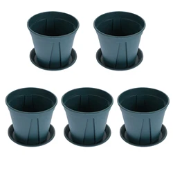 5 Sets Plant Pots Plastic Flower Pot Drainage Hole Trays Decorative Gardening Pots Window Box Planter Indoor