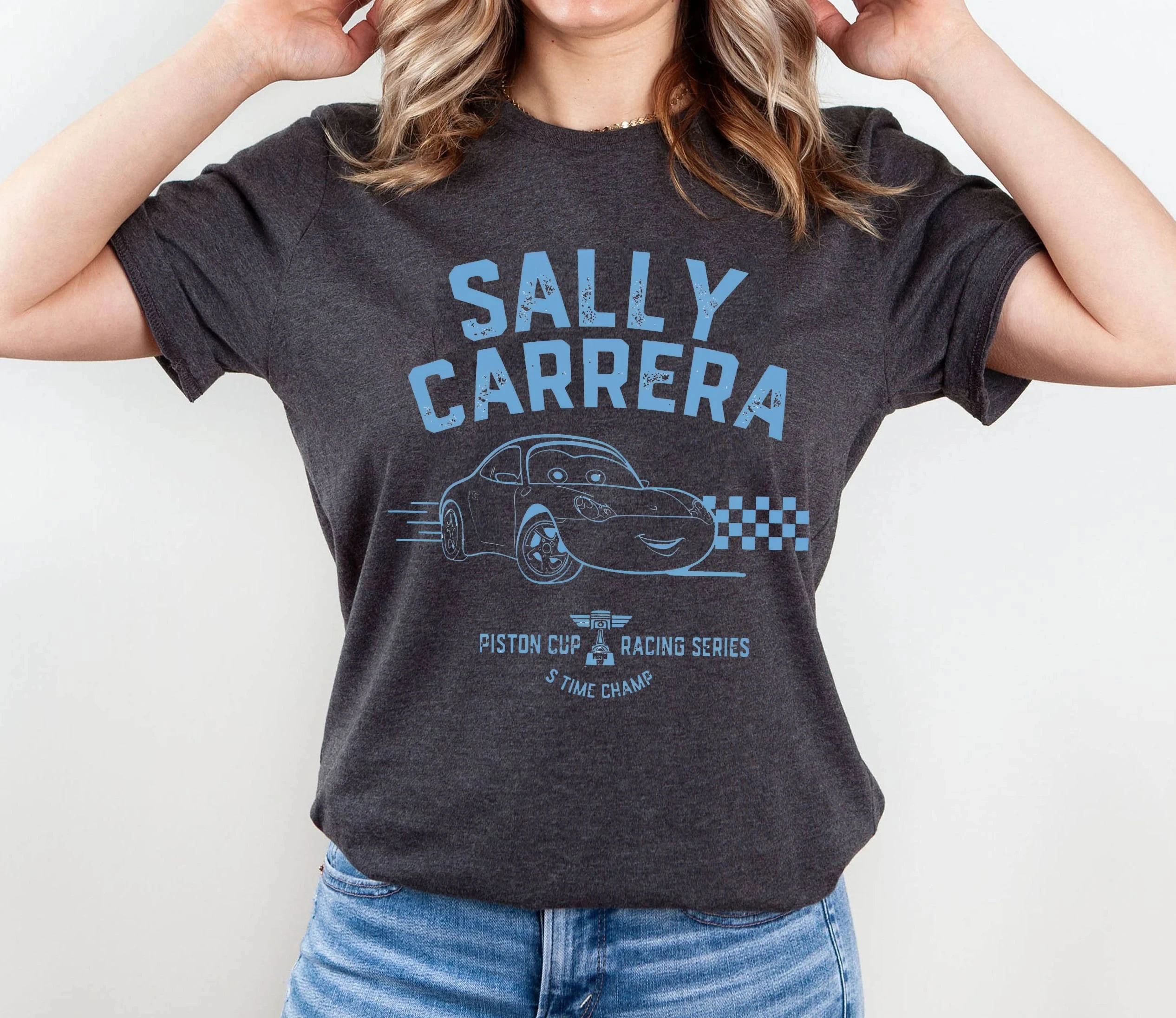 

2025 Summer Fashion New Retro Sally Shirt Car T-shirt Sally Carrera Piston Cup T-shirt Paradise Tour Set Large Cotton