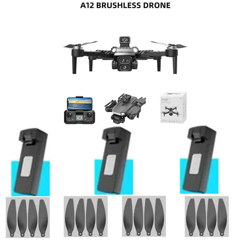 A12 Pro GPS RC Drone Quadcopter Spare Parts 3.7V 2000Mah Battery/Propeller A12 PRO Drone Battery A12PRO RC Dron Battery Blades