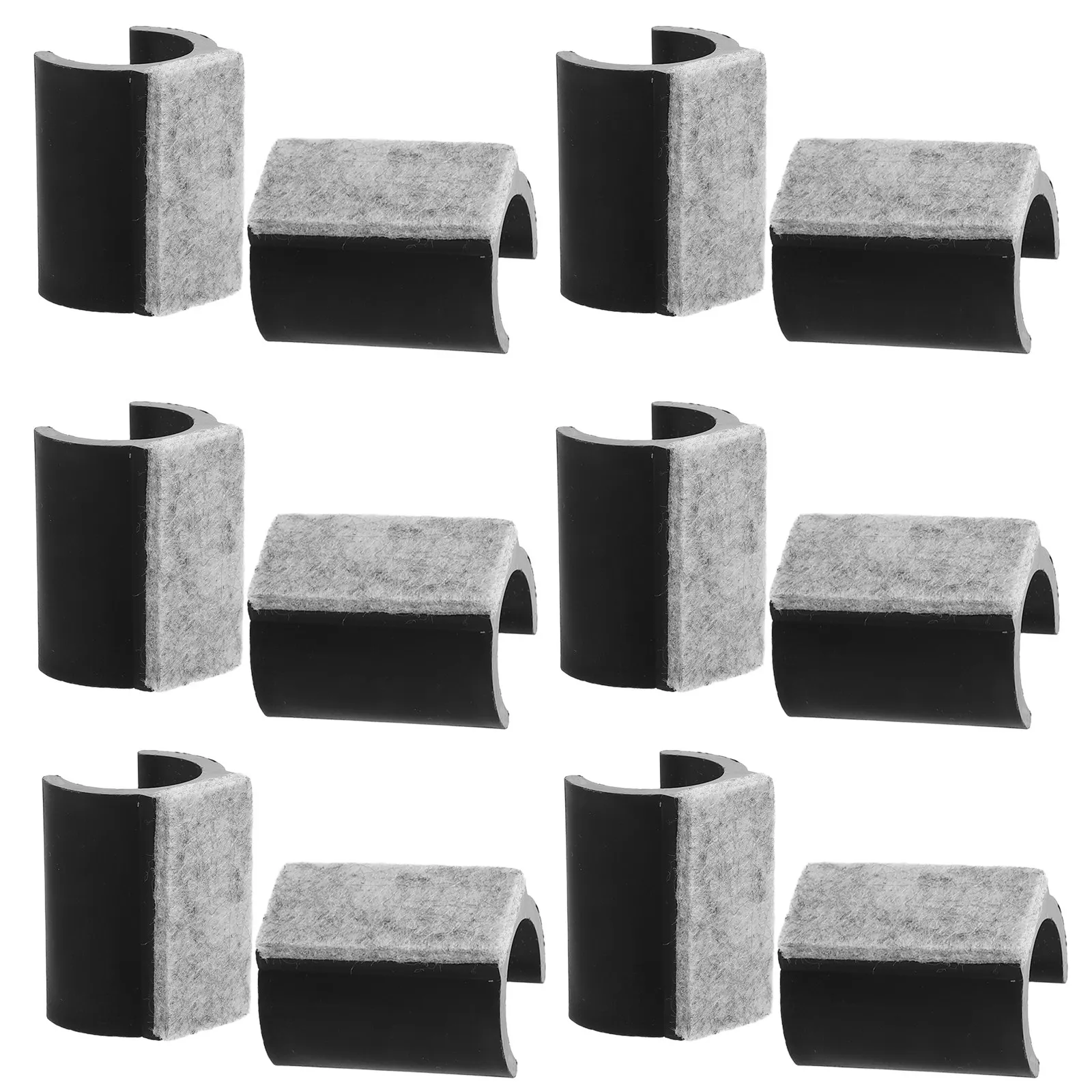 12Pcs U Shaped Furniture Leg Caps 25Mm Noiseless Chair Foot Pads Plastic Felt Protector for Hardwood Floor Dining Office Chair