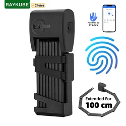 RAYKUBE Smart Fingerprint lucchetto per bici pieghevole 65 Mn acciaio IP67 serratura elettrica impermeabile blocco TT sblocco APP per bicicletta moto