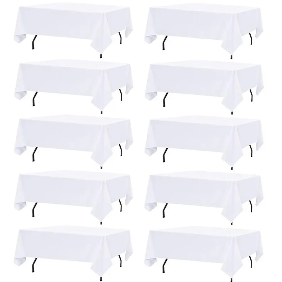 

Pack White Table Cloth Rectangle Table Cloths for 8 Foot Rectangle Tables 60 X 126 Inch Washable Polyester Table Covers, Reusabl