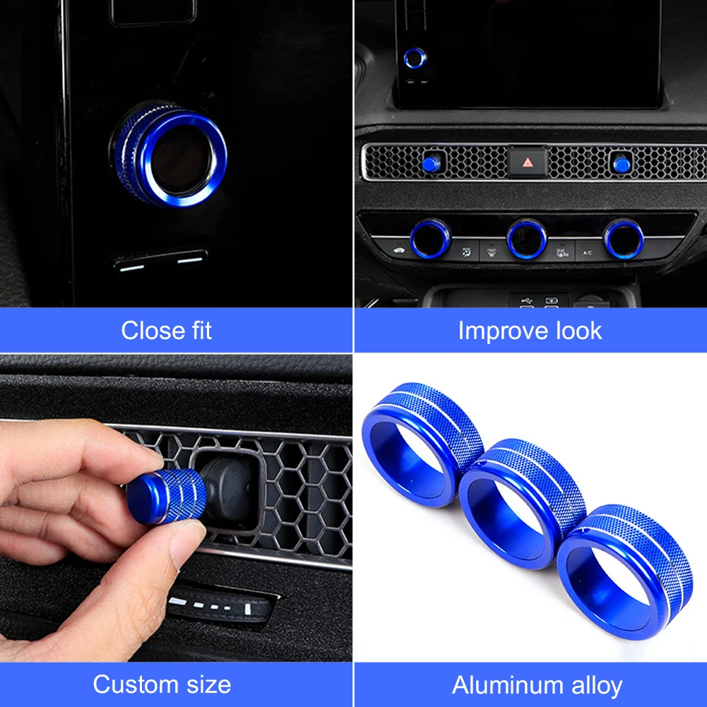 Air Conditioning Knob Cover For Honda Civic 11th Gen 2022 CRV 2023 Aluminum Alloy A/C Engine Button Outer Ring Cover Accessories