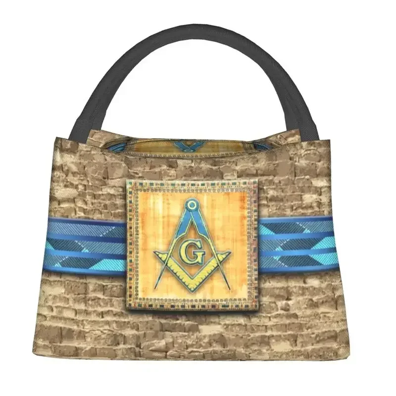 Egyptian Pyramid Square Compass Insulated Lunch Bags for Women Waterproof Freemasonry Symbol Thermal Cooler Lunch Box