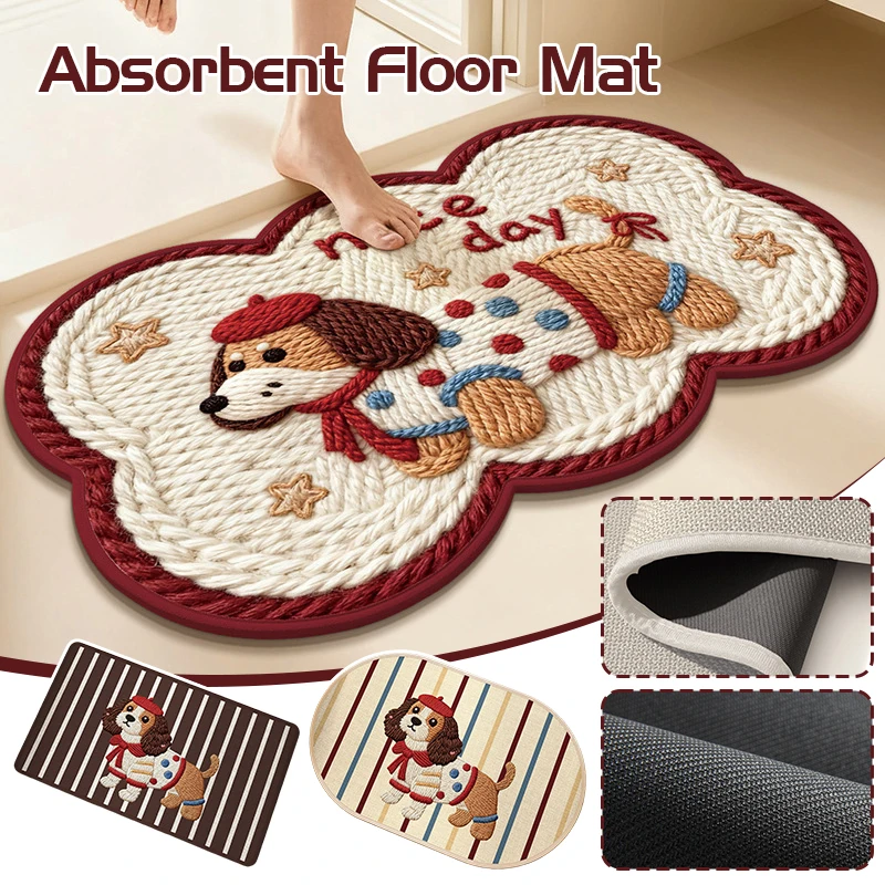 

Non-Slip Rug Super Absorbent Microfiber Bath Mat Quick Dry Imitation Yarn Weave Soft Floor Mat for Toilet Entrance Door