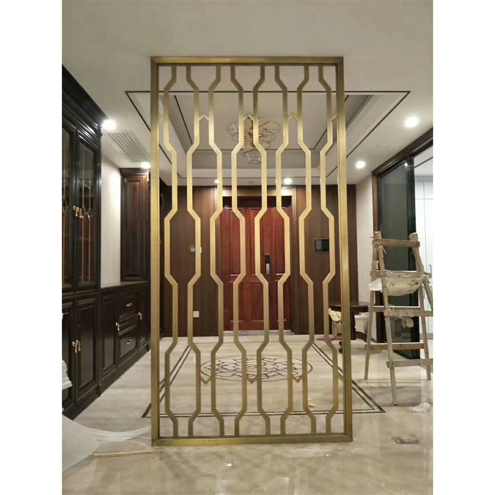 Custom Nordic Light Luxury Stainless Steel Privacy Metal Screen Room Divider Partition