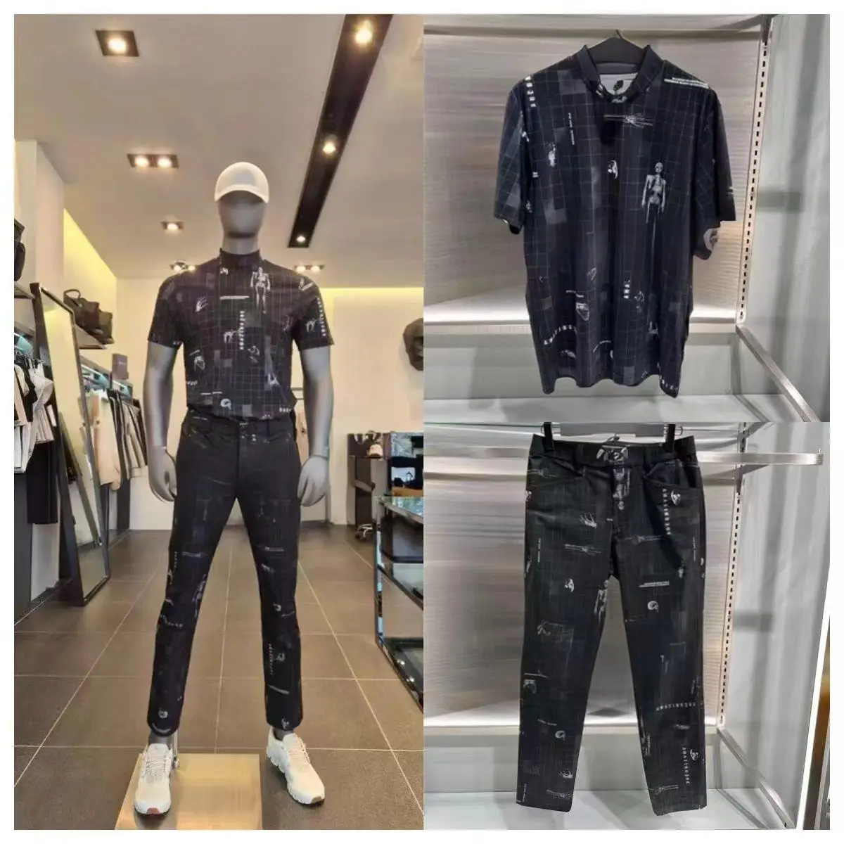 

Golf Men's Set: Sporty Short-Sleeve T-Shirt Top & Fashionable Trousers Casual Two-Piece Set