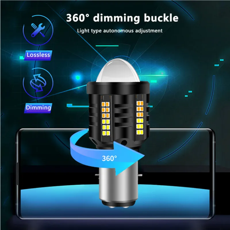 1pcs p15d led motorcycle Headlights High low beams BA20D LED bulb p15d led light motorcycle Scooter Spotlight Signal light white