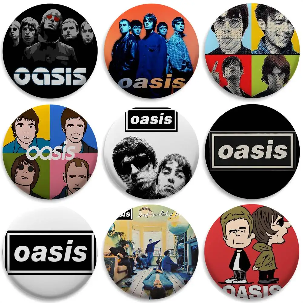 

Band Cool O-Oasis-ES Badges Round Exquisite Badge Brooches Creative Pins For Clothes Hat Backpack Gift Accessories