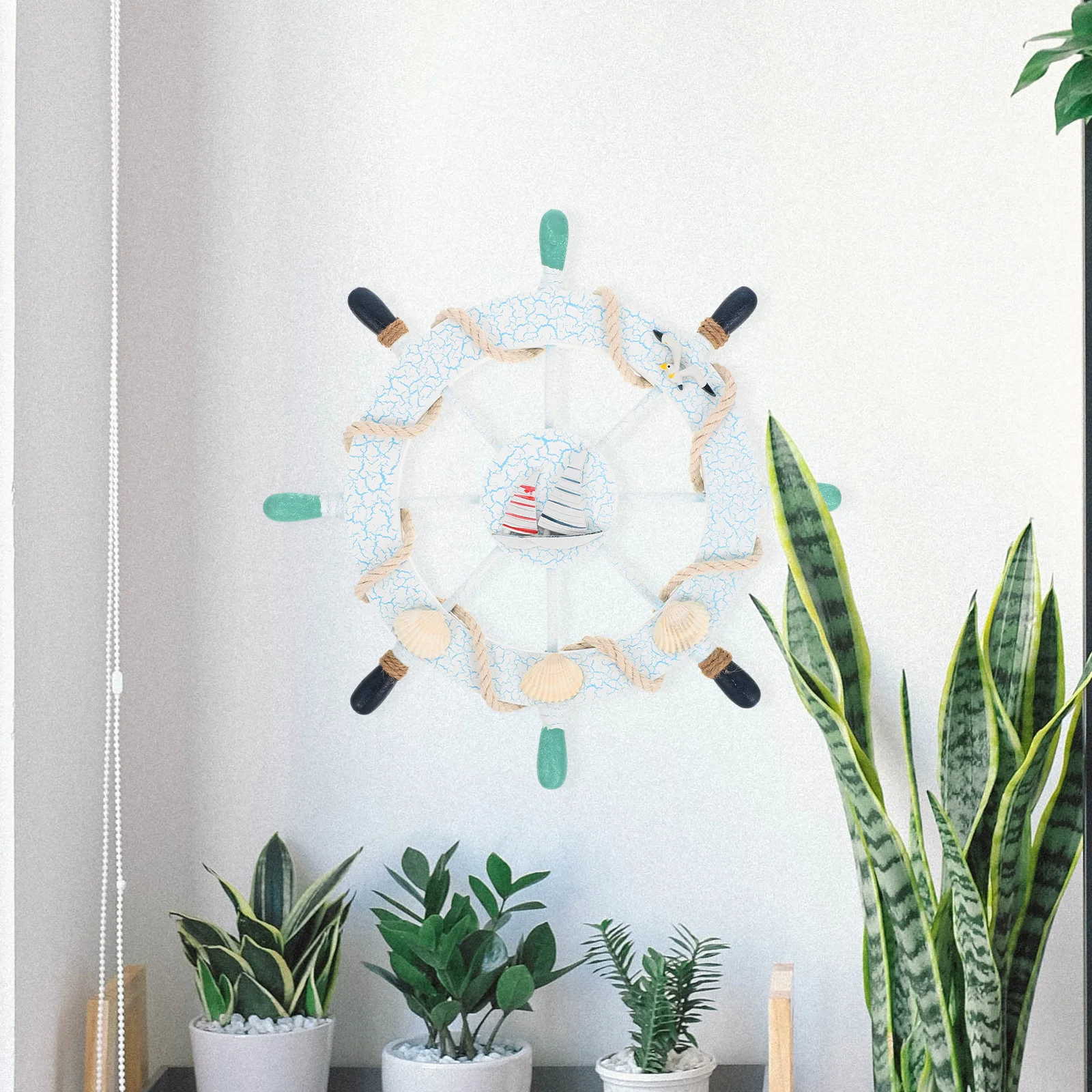 

Wooden Hanging Mediterranean Style Wood Rudder Pendant Decor Craft nament Nautical Theme Home Decoration Split Rudder