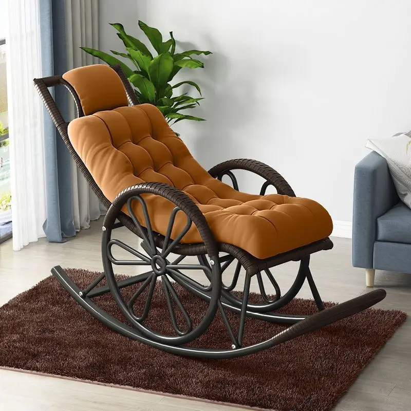 كرسي هزاز Winter Home Wicker للبالغين وكبار السن - كرسي صالة كسول مريح للشرفة #6