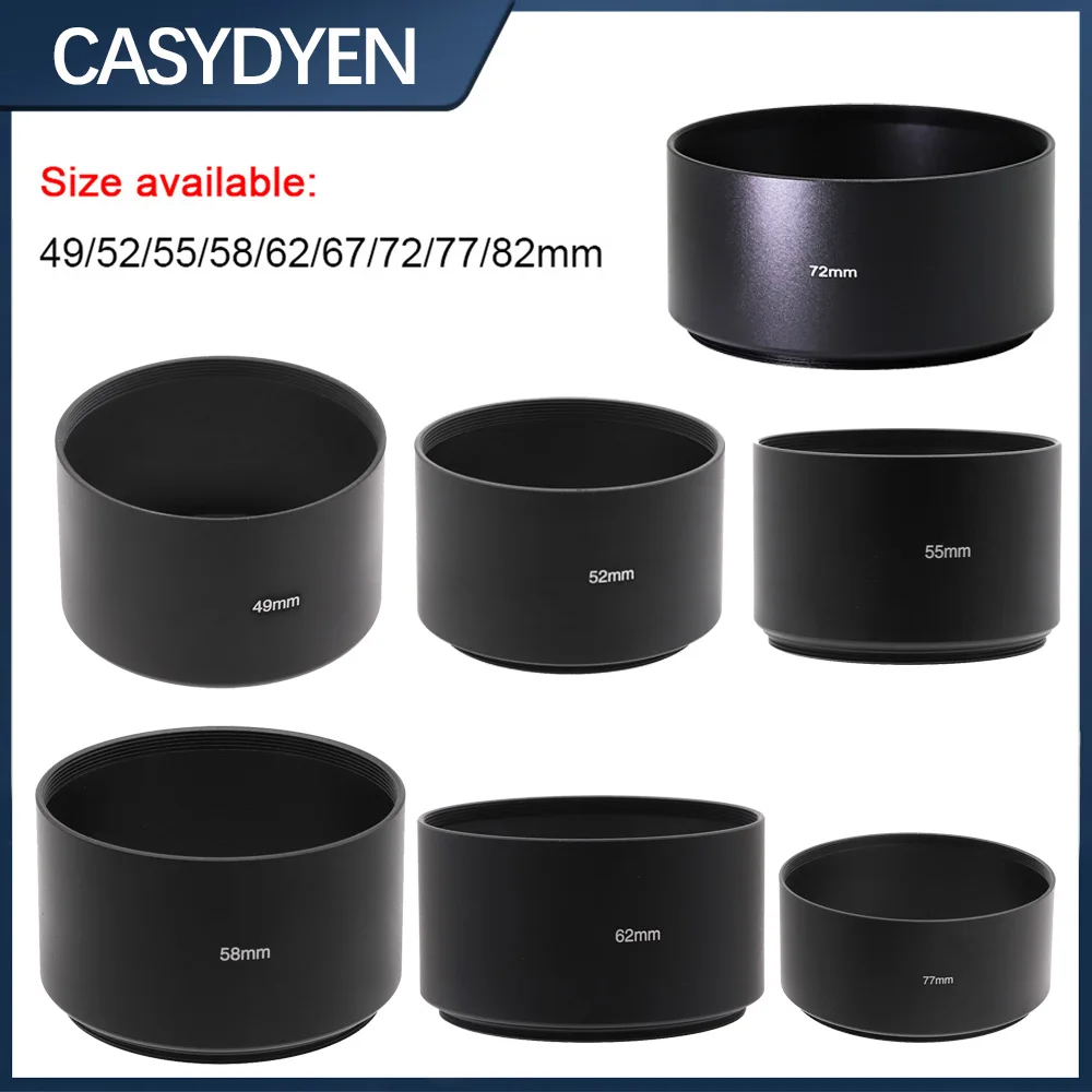 49/52/55/58/62/67/72/77/82/95mm Metal Telephoto Camera Lens Hood Lens Hood Universal High Quality