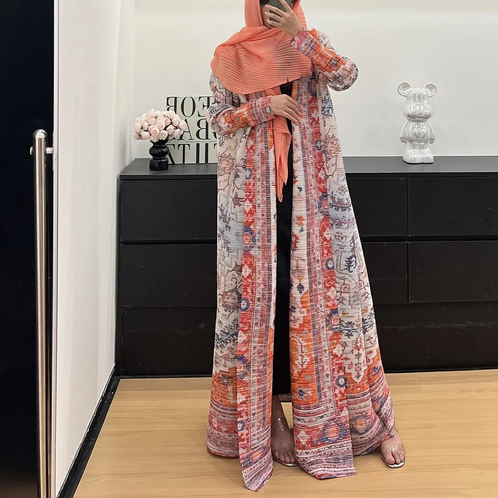 

traf 2025 luxury gulf women robe satin 3d printing loose casual muslim ladies robe y2k clothes New fashion high quality skirt
