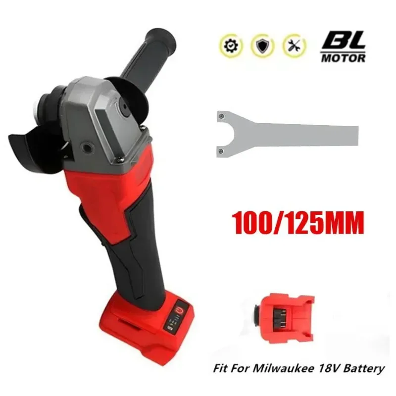 Fit for Milwaukee 18V Battery Brushless Angle Grinder 3 Gears 100/125mm Electric Cordless Polishing Cutting Machine M14