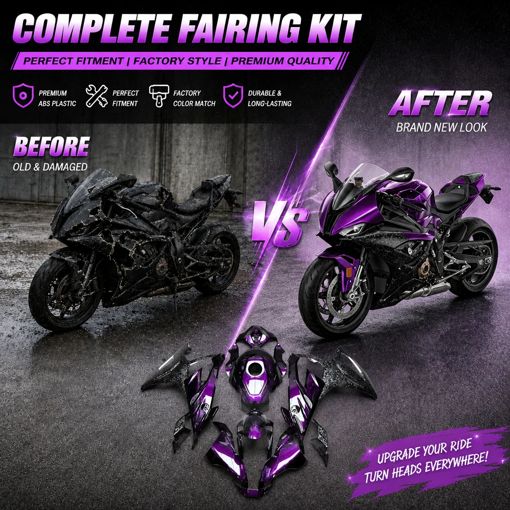 

For BMW S1000 RR 2023-2024 Custom Painted Purple Fairing Kit Carbon Fiber Finish Aftermarket Replacements ABS Injection Mold