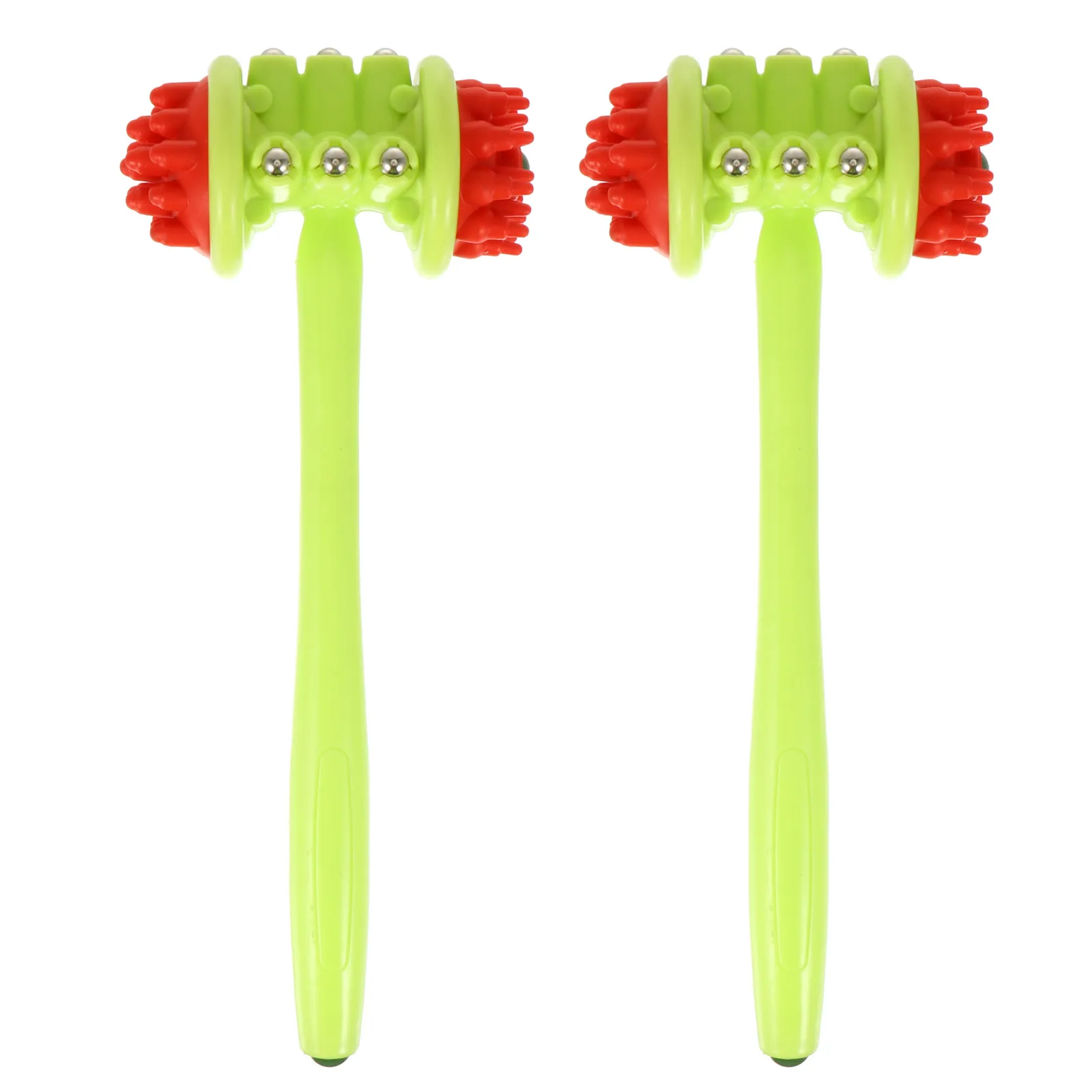 

2pcs Massage Hammer Pat Durable Long Handle Beads Therapy Knocker Sticks Great Relax Work Home Office