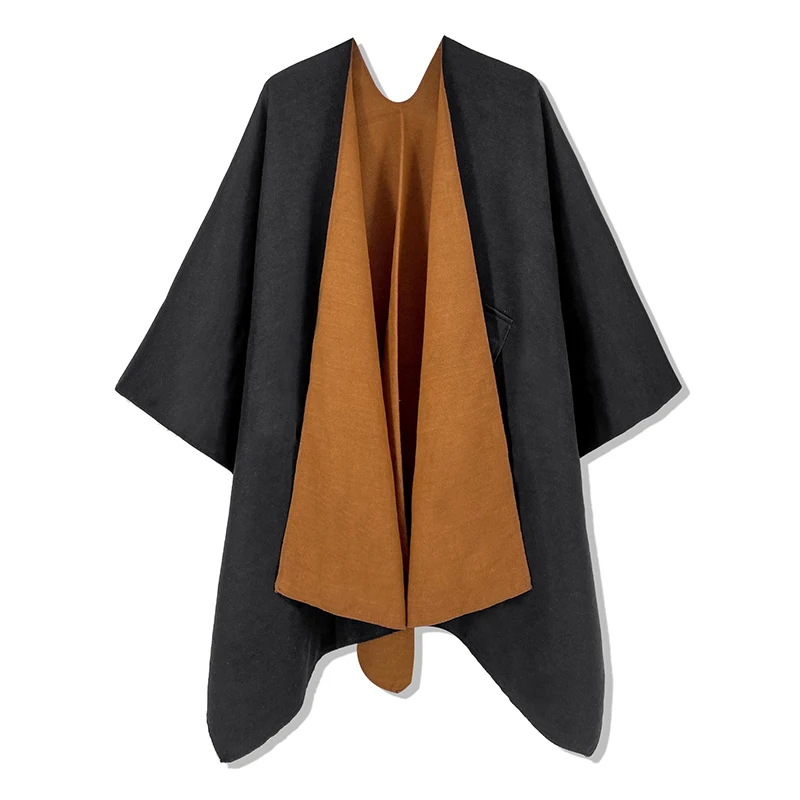 Vrouwen Poncho Winter Warme Sjaal Dubbelzijdig Designer Verdikking Deken Luxe Sjaal Vrouwelijke Mantel Kasjmier Pashmina Cape Stola