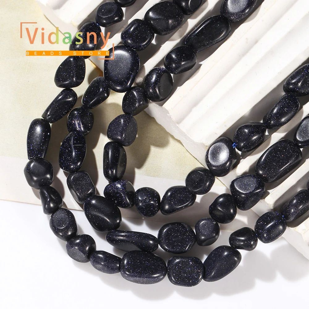 8-10mm Natürlicher Blauer Sandstein Unregelmäßige Ovale Lose Perlen für Schmuckherstellung DIY Armbänder Zubehör – Detail 7