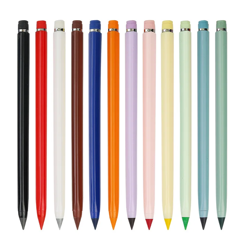 Wooden Lead Pencils with 12 Colors Refill Heads for Drawing and Writing 12 Pcs Lead Pencils that Never Run Out  and AdultsLead