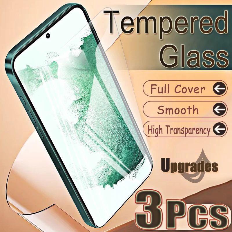 Upgrade 3-teiliger Fingerabdruck-Entsperrschutz Gehärtetes Glas für Samsung Galaxy S22+ S 22 + S22 Plus 22+ 5G HD Displayschutzfolie
