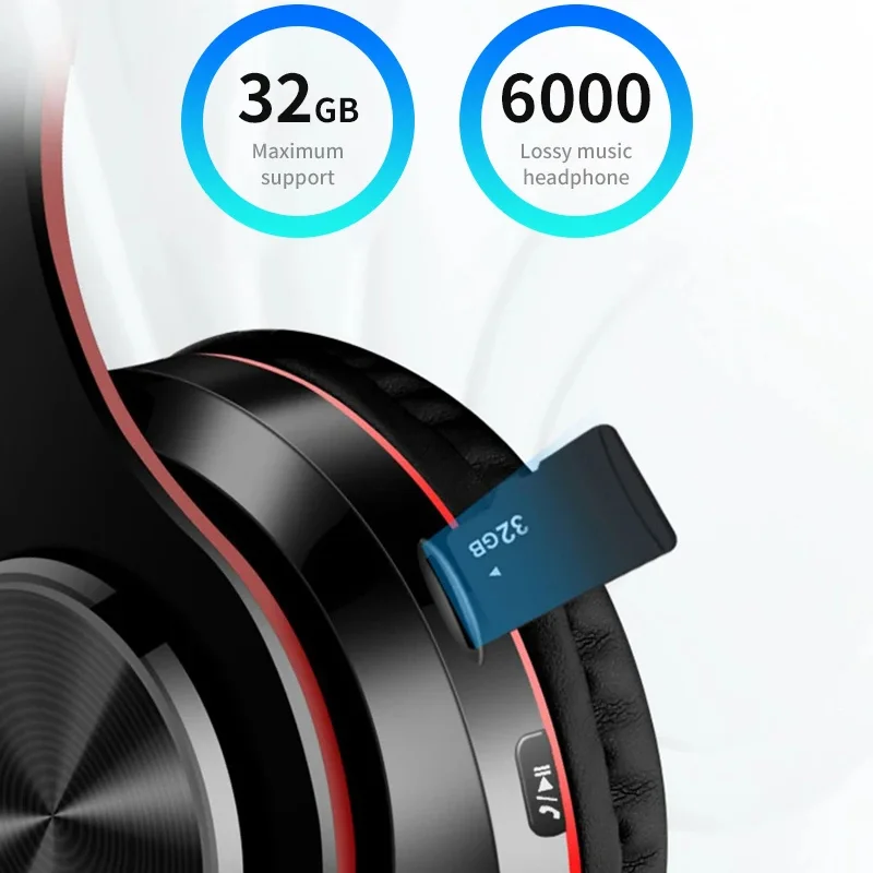 B39 Headphone Bluetooth Wireless Headset Led Mono Hifi Bass Stereo Music Gaming Microphone Support Sd Card Foldable Earphone