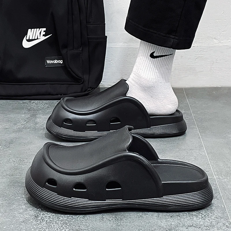 

2025 новые стильные мужские тапочки, мягкие и удобные, нескользящие, износостойкие, для дома и улицы, высококачественные однотонные шлепанцы