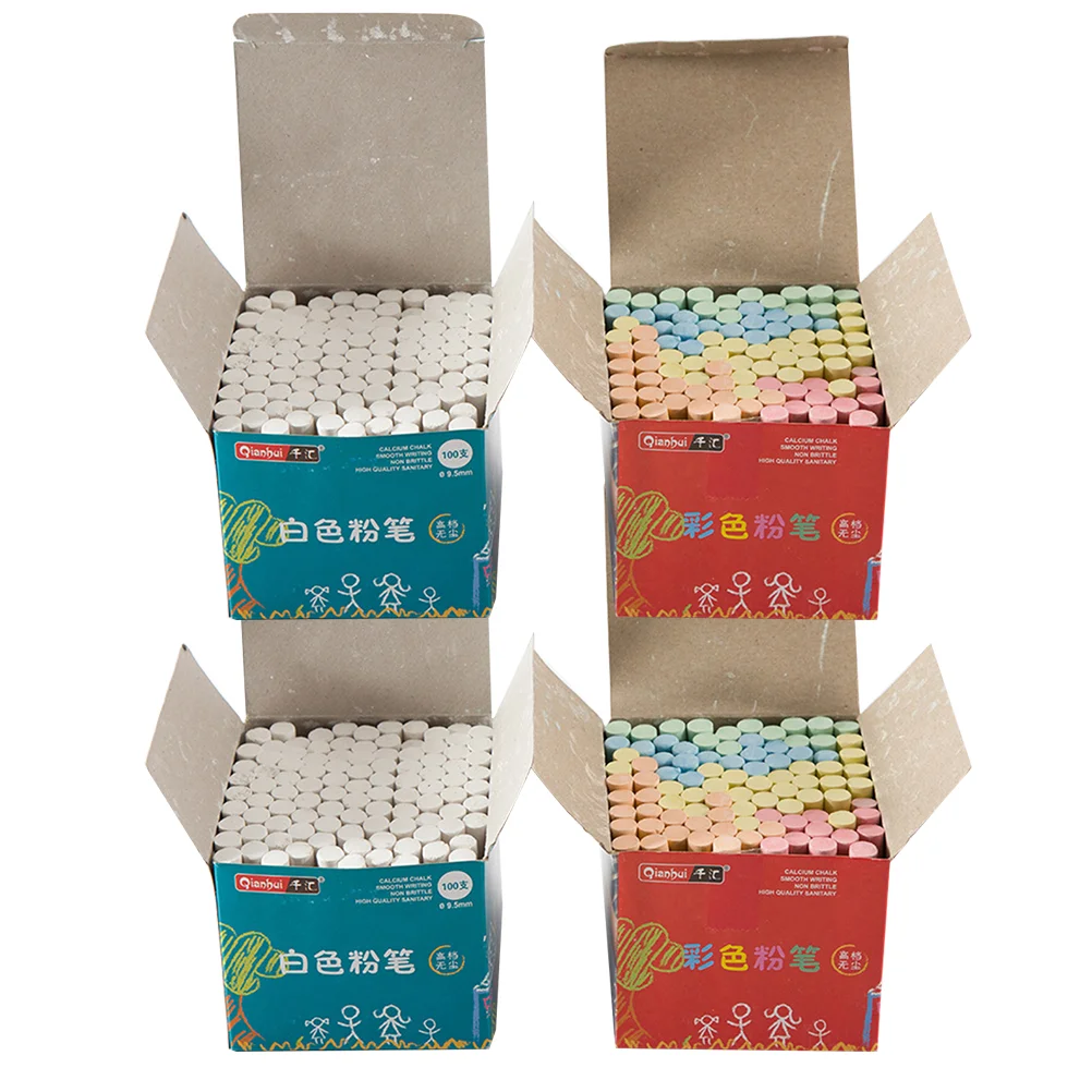 

4 Boxes Classroom Chalk School Colorful Chalks Portable Plaster Clean Green Makers Dust-free Writing and Painting