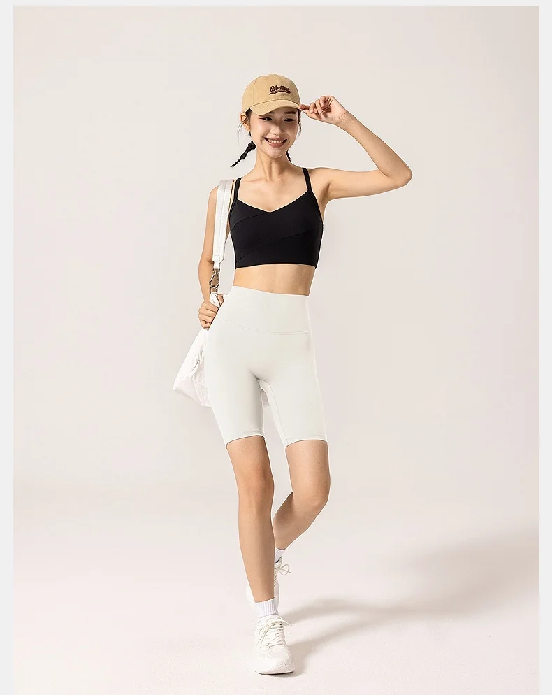 요가 반바지 베이지 여성 트레이닝 모달 짐 운동 기본 빠른 건조 원단 하이 프린트 대비 색상 솔리드 스트레칭 블랙 사이드 타이트핏