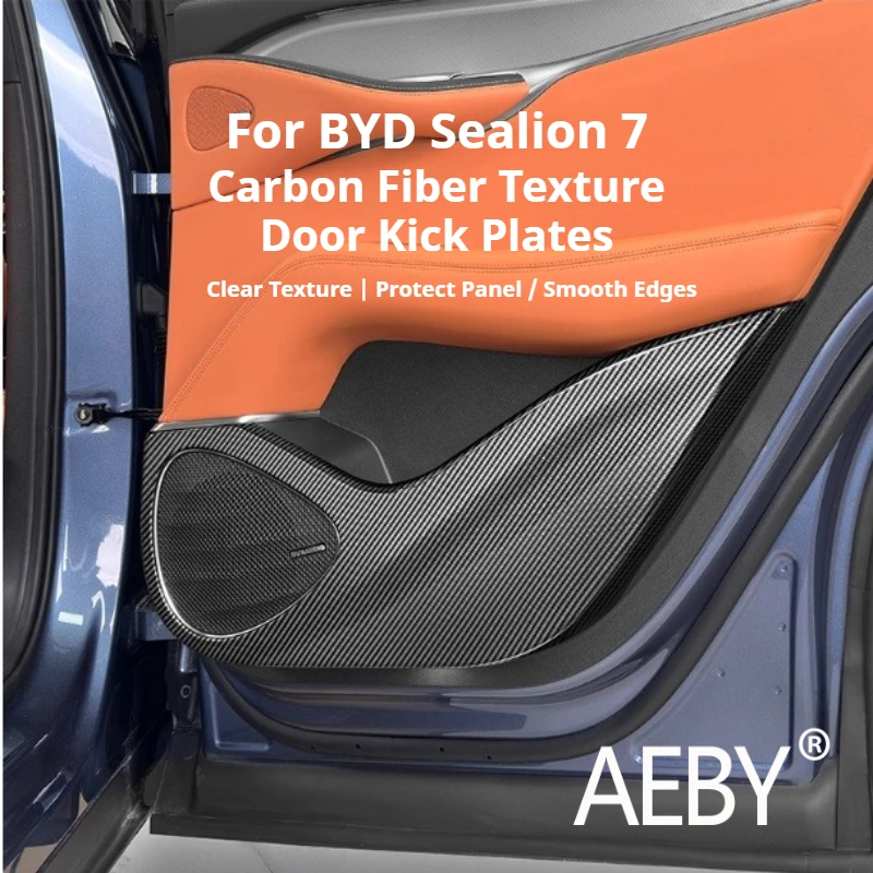 

AEBY For BYD Sealion 7 2024 Car Door Sill Protector, Carbon Fiber Style Anti-Scratch Guard Cover Interior Decoration Accessories