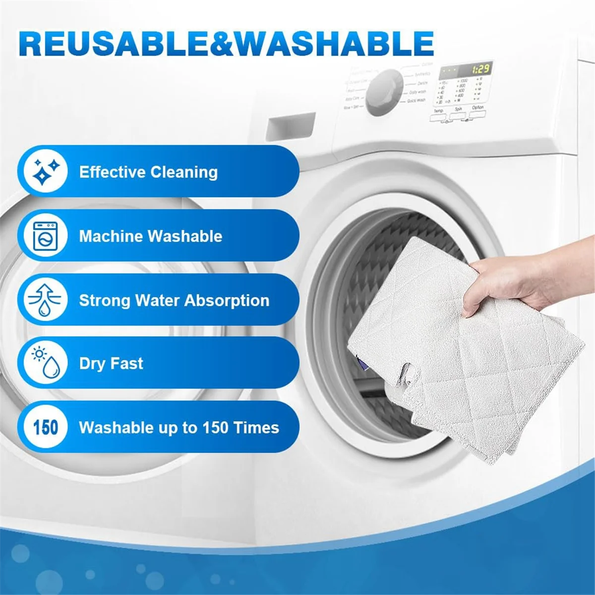 ملحقات المكنسة الكهربائية 8 قطع من وسادات استبدال ممسحة البخار القابلة لإعادة الاستخدام لسلسلة S3500