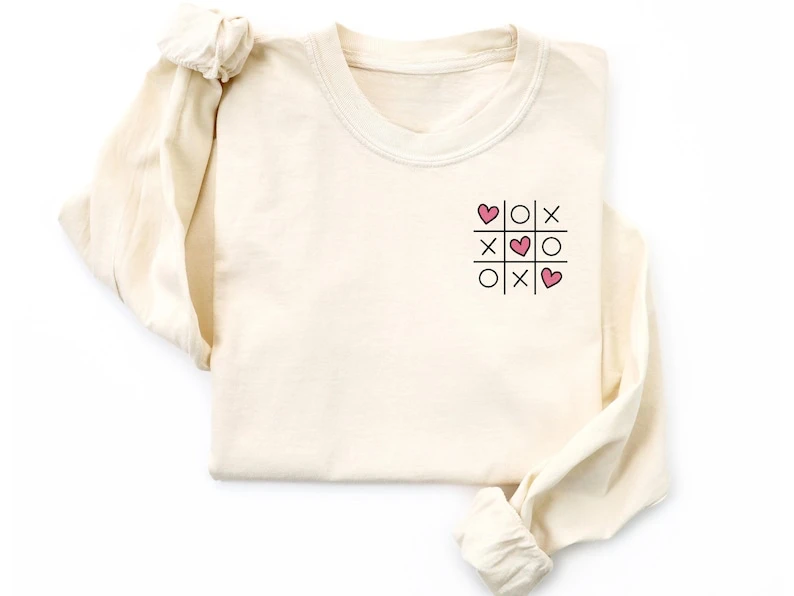 

Комфортная цветная вышитая футболка с длинным рукавом и длинным рукавом на День Святого Валентина, простая рубашка с круглым вырезом и длинным рукавом с V-образным вырезом на день Святого Валентина