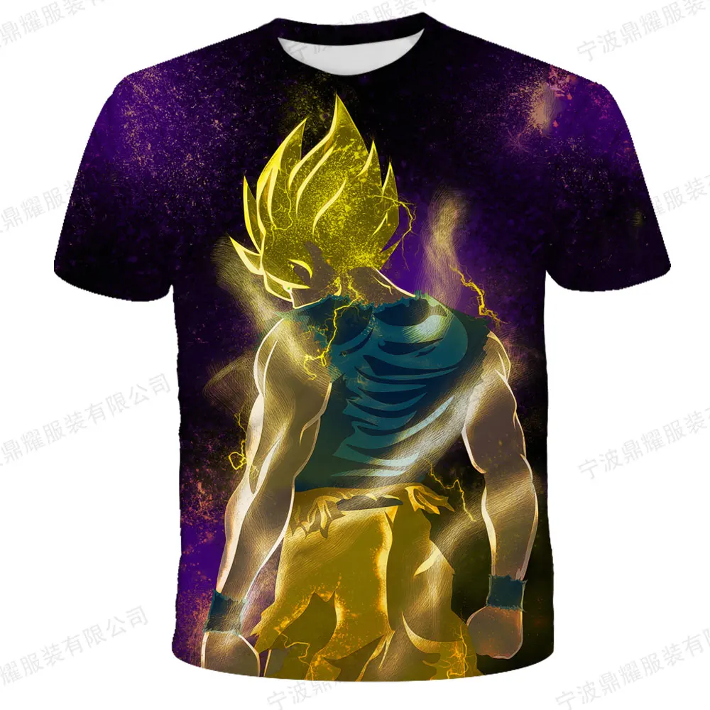 Dragon Ball 3D impresso Goku camiseta infantil, roupas de meninos, streetwear, tops infantis, vegeta, manga curta, harajuku