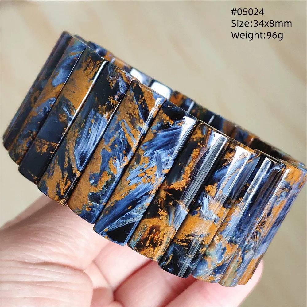 Natural Blue Pietersite Rectangle Chatoyant Bracelet Jewelry Big Size Healing 34x8mm Cat Eye Namibia Women Men AAAAAA