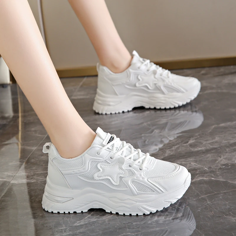 2024 Summer Hot Selling Mesh Breathable Elevated Thick Sole Women's Casual Soft Sole Sports Shoes