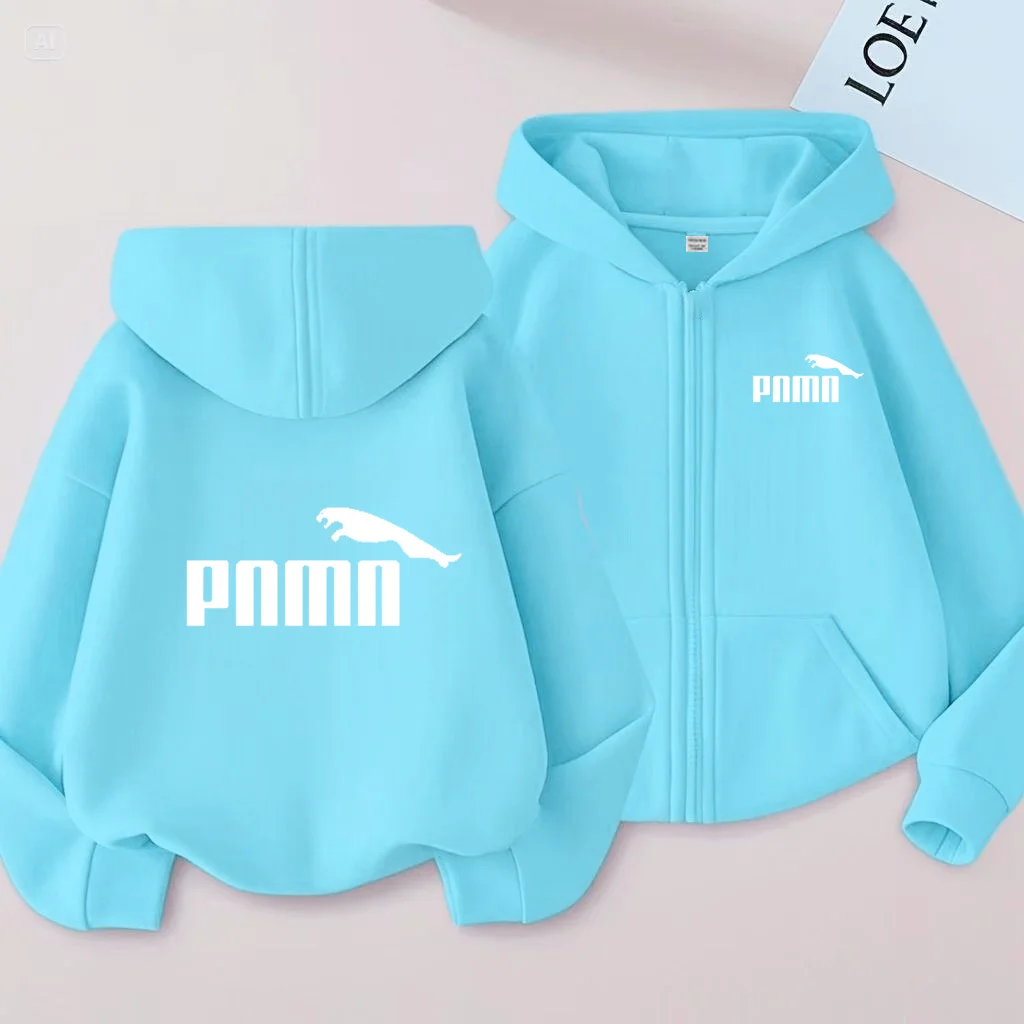 Kids Exquisite Letter pattern Zip Up Casual Tops Personality Stylish Street Style For Outdoor Activities Fall Winter Sweatshirt