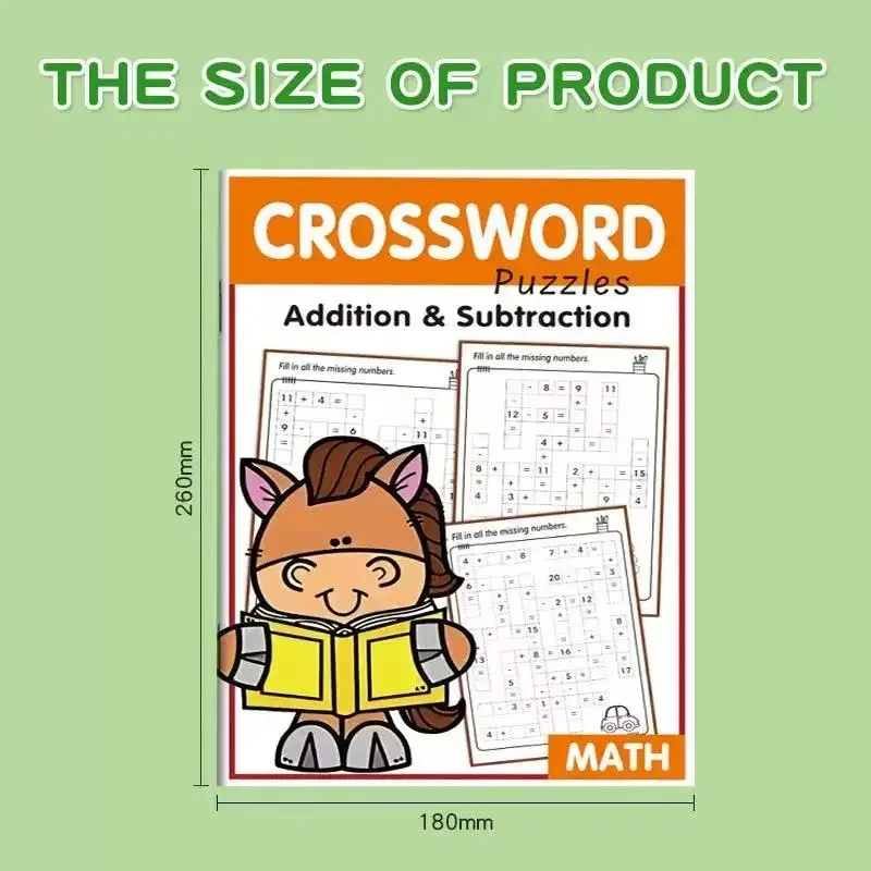 32페이지 크로스워드 퍼즐 3~8세용 덧셈 뺄셈 수학 학습서