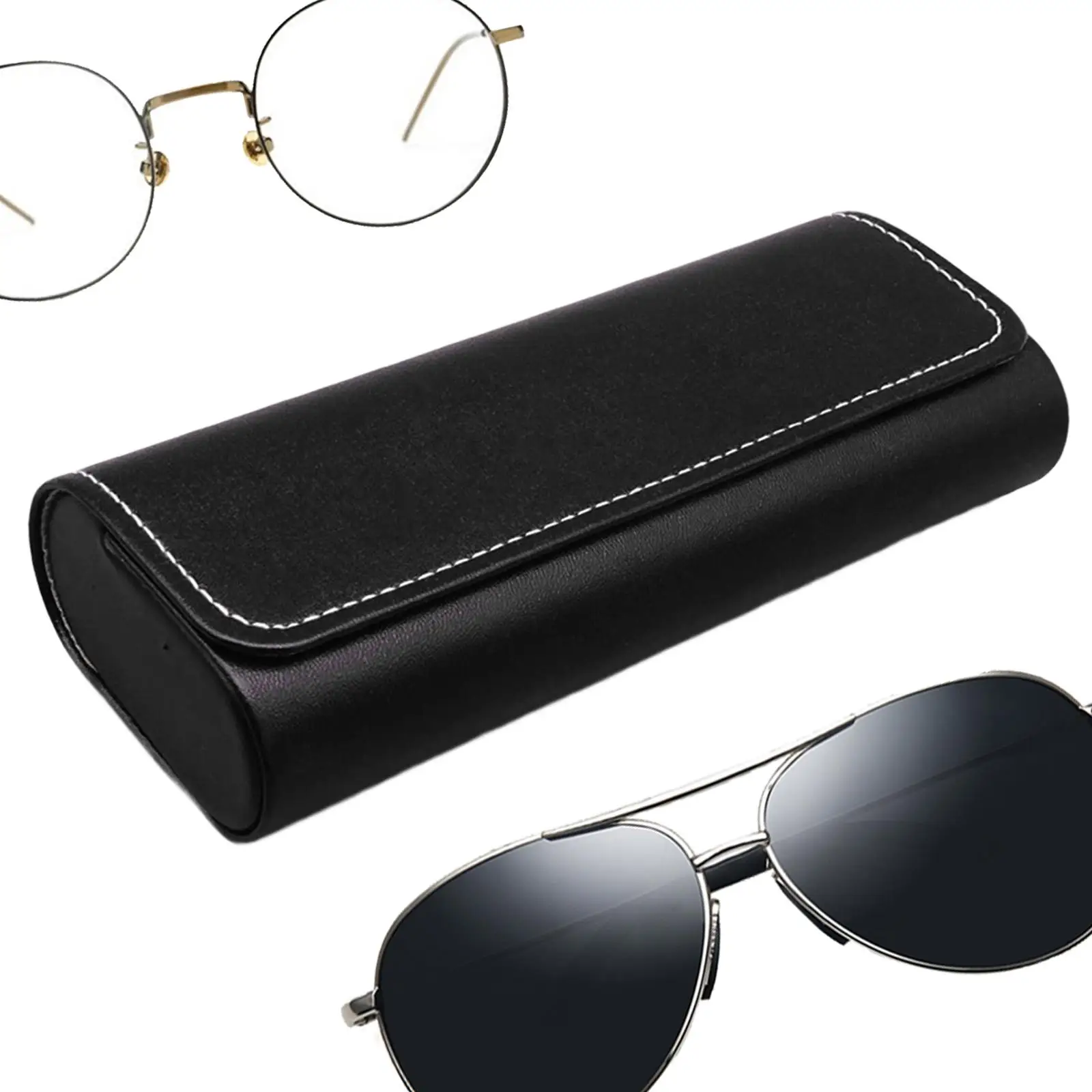 حافظة نظارات من جلد البولي يوريثان، منظم ضد الغبار، صندوق تخزين النظارات الشمسية، حامل نظارات للسفر والمنزل