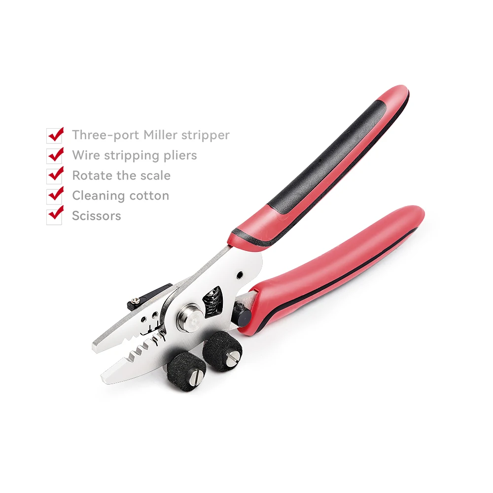 FCST Fiber Optical Stripper Plier 3 Port 8 in 1 Miler Plier for Fusion Splicer FTTH Tool Scissors