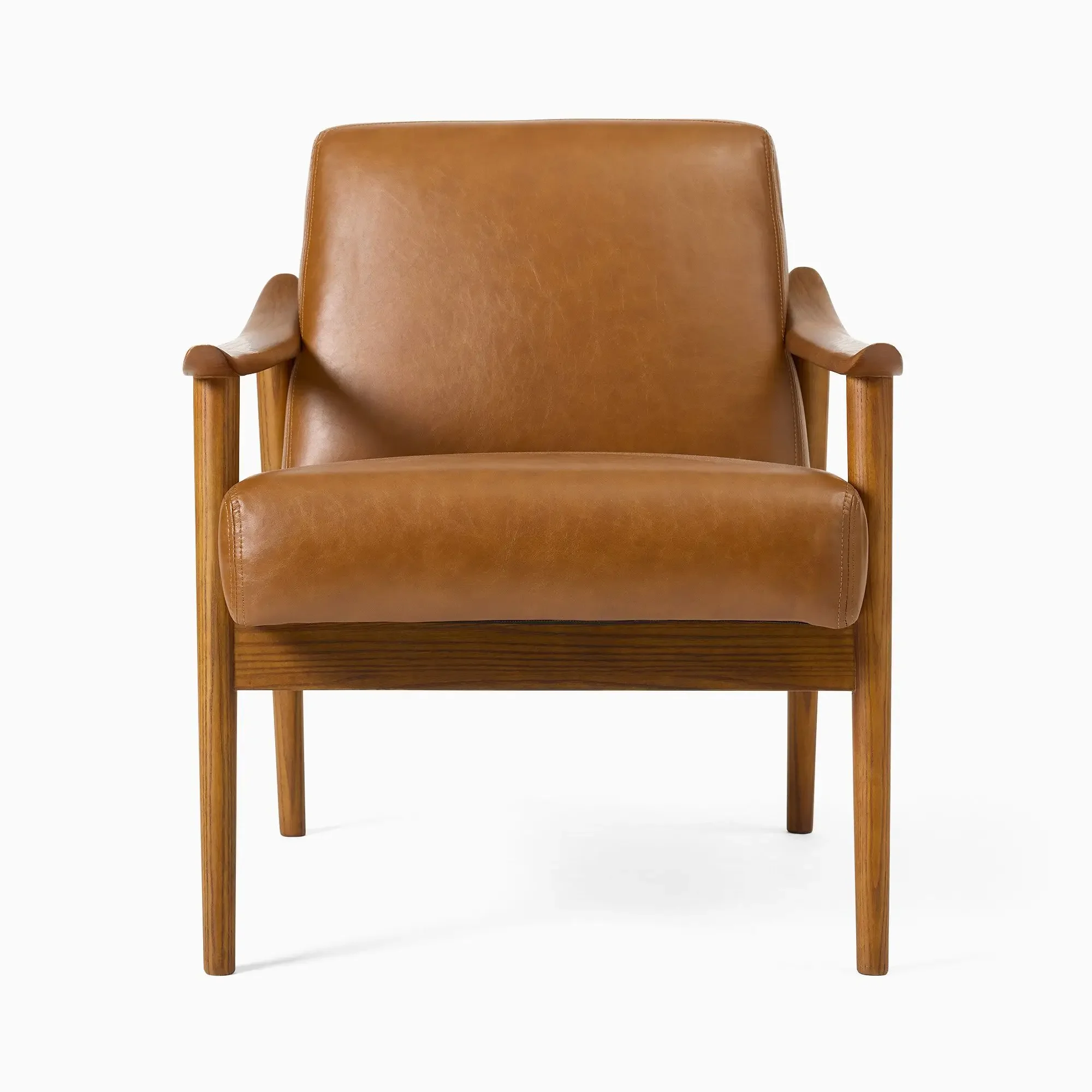 For Mid Century Chair Leather Luxury Modern Style Solid Teak Wood Frame Living Room Furniture Wooden Chairs Furniture
