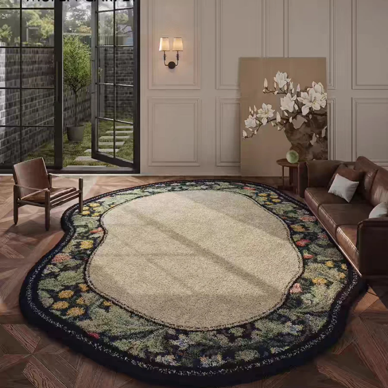 

Vintage Living Room Carpet Stain-resistant Wear-resistant Floor Mat Irregular Bedroom Bedside Rug Large Size Rugs Home Decor 양탄자