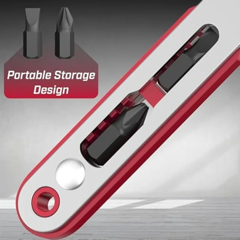 Mini Ratchet Wrench Screwdriver, 1/4 - Inch Size, Magnetic, 90 - Degree Right - Angle Screwdriver.