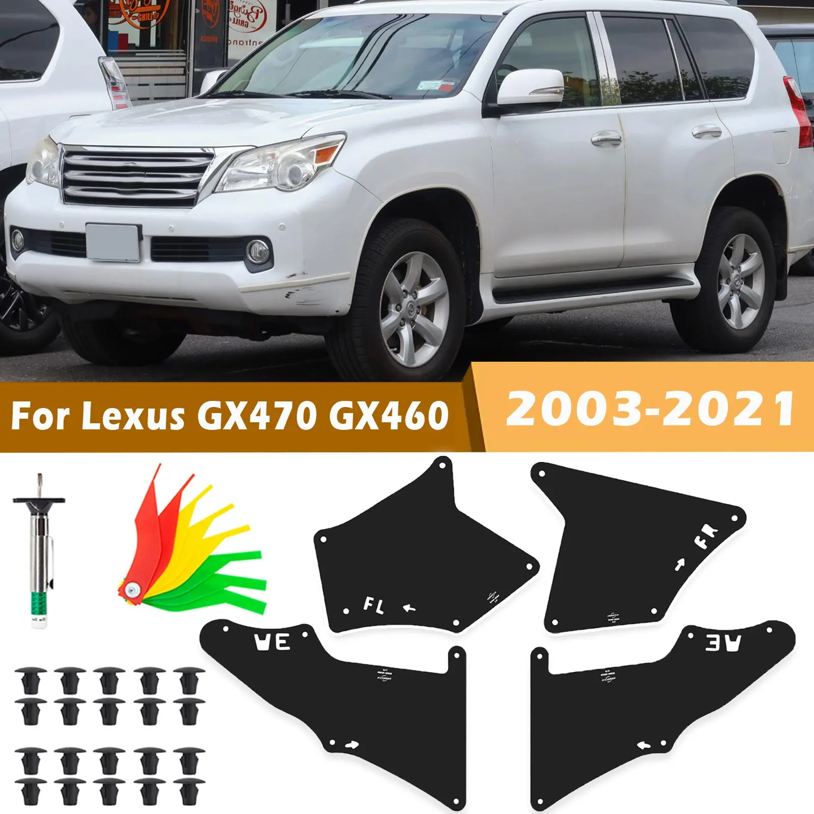 Splash Guard Front Fender Liner Shield Seals Mud Flap for Lexus GX470 2003-2009 GX460 2003-2021 Inner Fender Mudguards 53735351