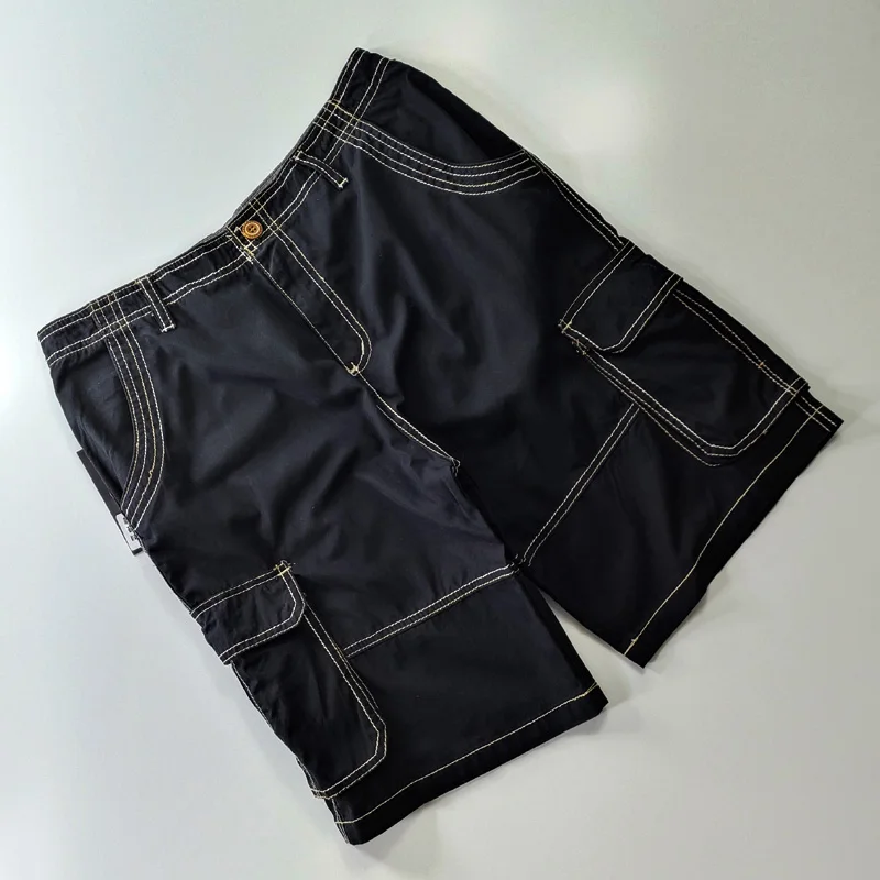 

Thin Workwear Casual orts Five-ket Waed Mid-Waist Bla 3D ket Multi-ket Dungarees Summer Cotton Straight Leg Pants