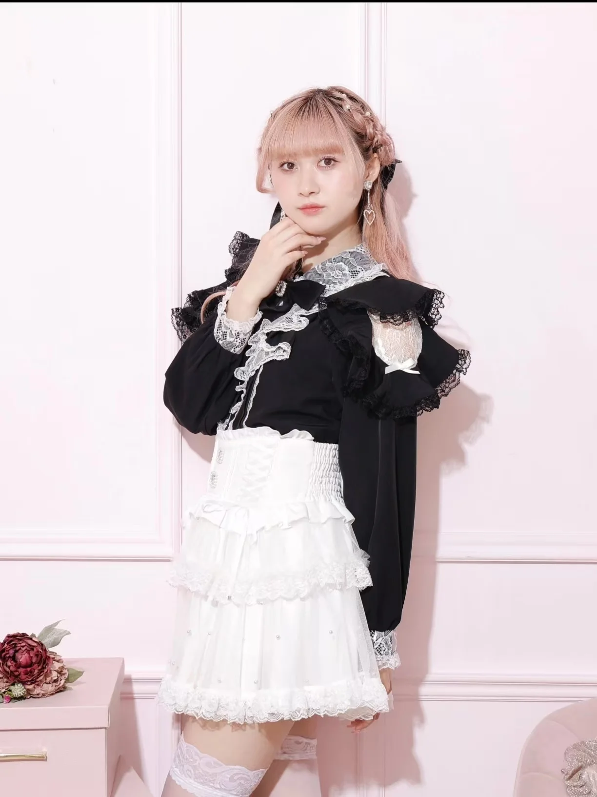 Mass Production Off-the-shoulder Mesh Bow Shirt Women Sweet Doll Collar Long-sleeved Shirt Spring Japanese Lolita Shirt Top