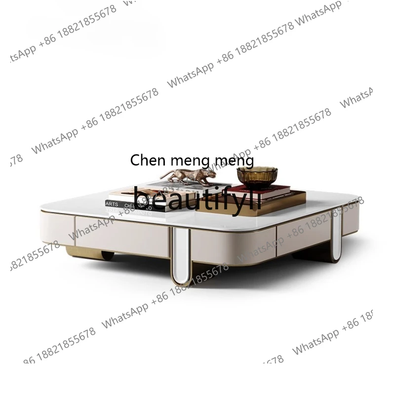 

Light luxury high-end Italian living room square coffee table, creative coffee table H