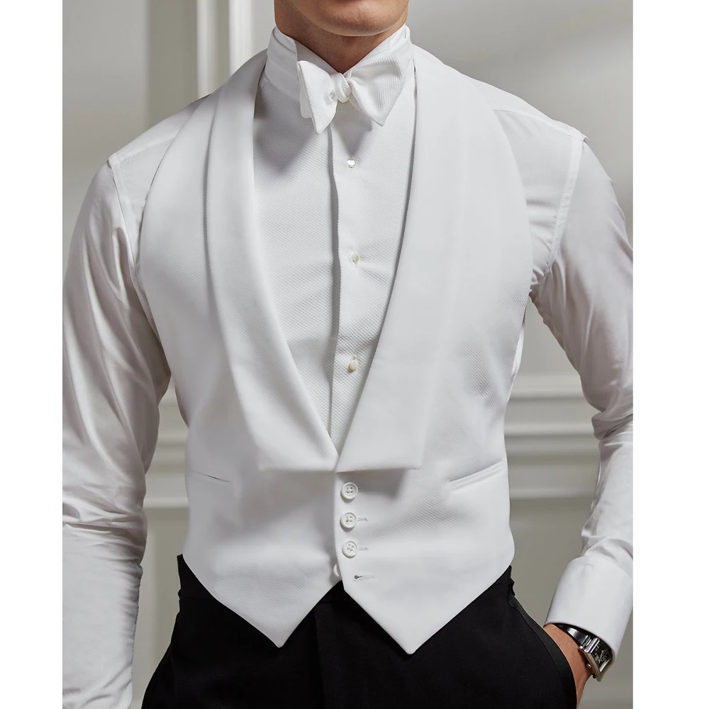 Colete branco de peito único masculino, colete masculino, aparência formal, personalizado, casamento, noite, ocasião de formatura, verão, 2023