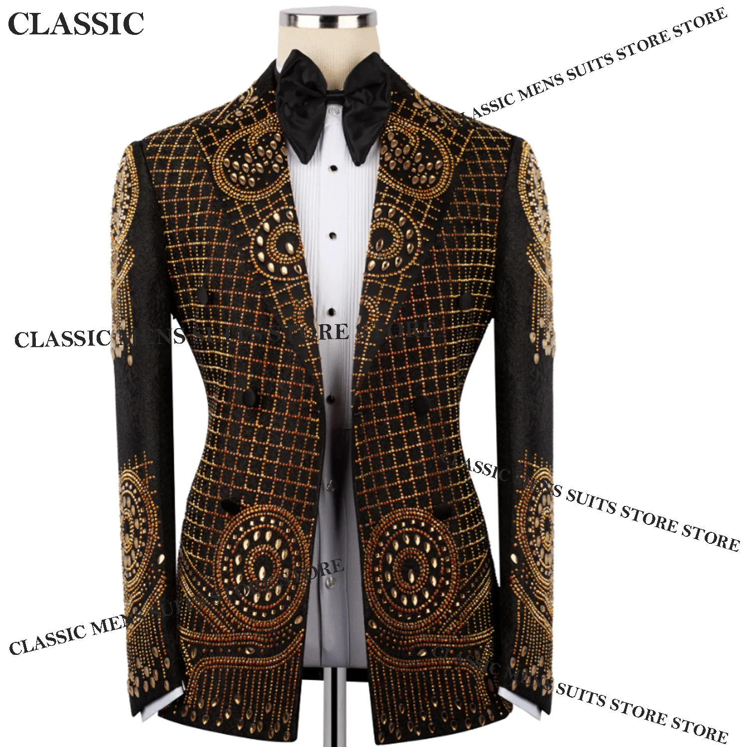 

Мужские костюмы с индивидуальной вышивкой, элегантные свадебные пиджаки с кристаллами и стразами, комплекты из 2 предметов, блестящие смокинги для выпускного вечера и торжеств